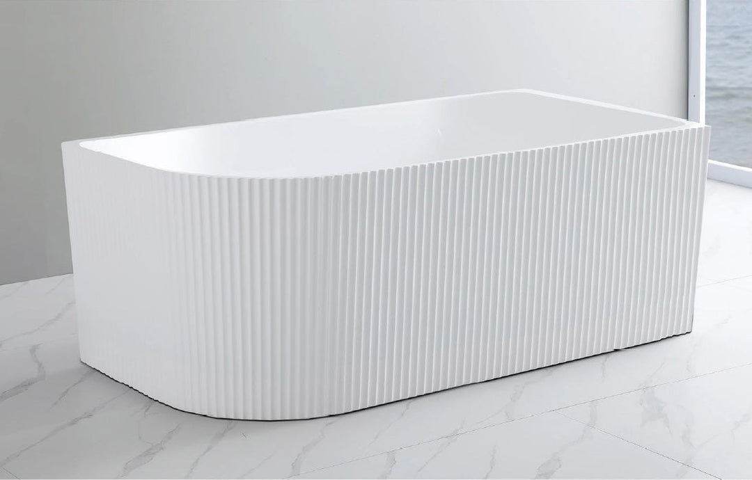 Ohio 60 in corner bathtub. Free standing corner tub. Textured tub. Modern bathtub. Secret Bath