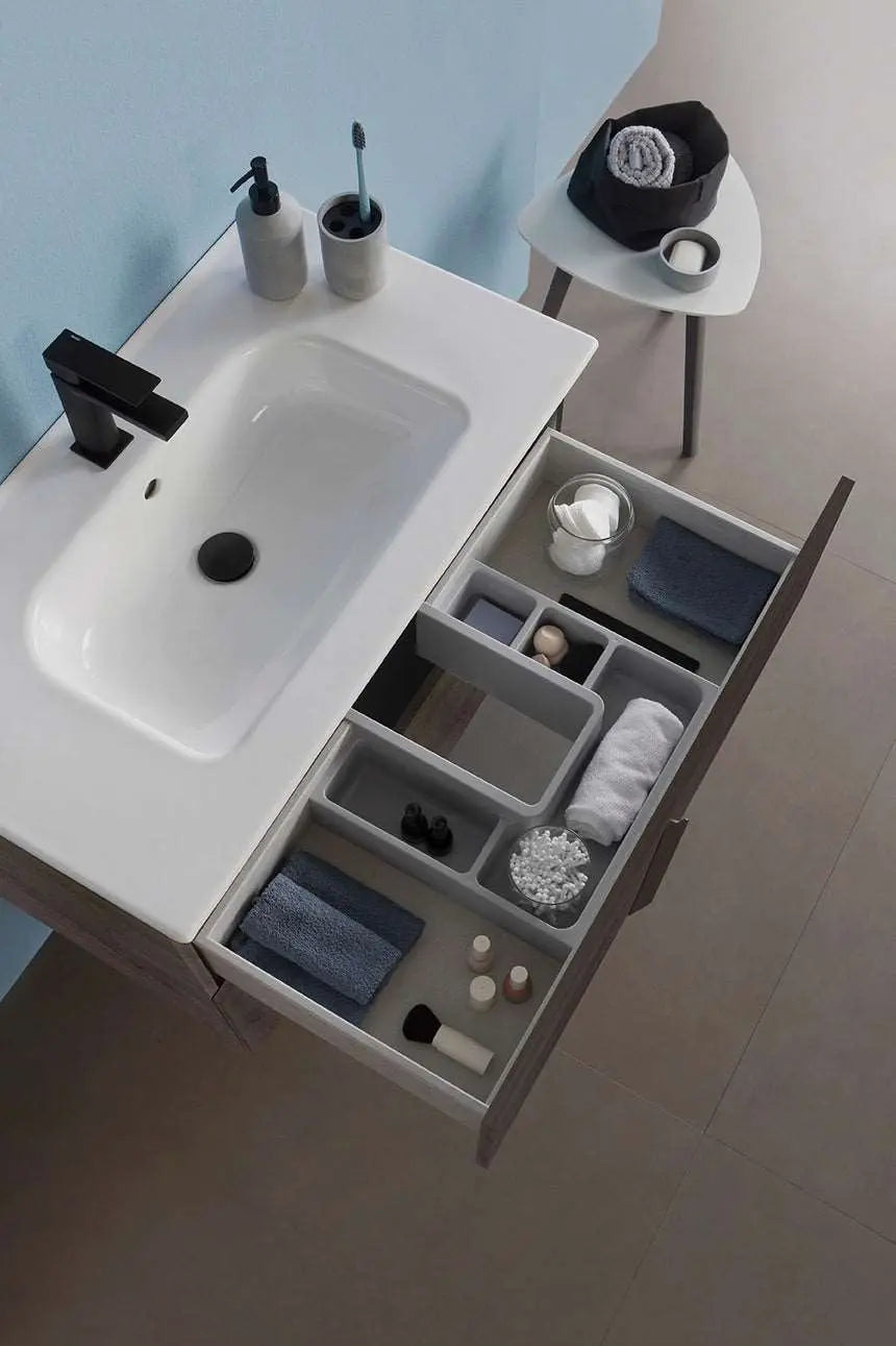 Neox 32 inches modern floating bathroom Vanity with sink.  2 drawers vanity. Ceramic sink console 32"