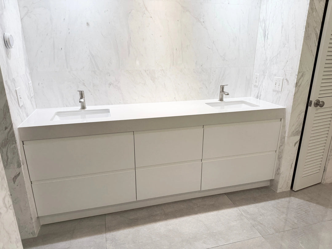 Custom bathroom vanities. Custom bathroom cabinets. Any size, several finishes available. Secret Bath