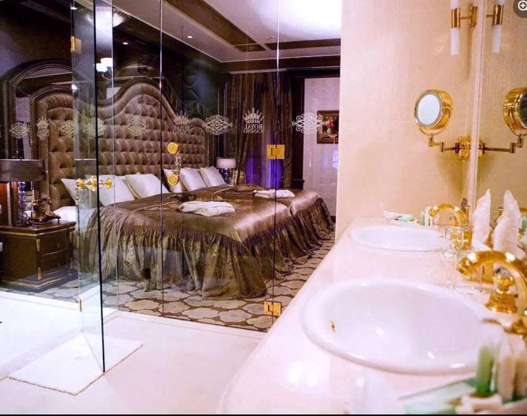 Luxury Glass door pull handle. Royal Casino Hotel & Spa suite