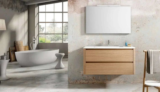 Aston Contemporary Floating 40 inches bathroom vanity. Natural Oak, European brand