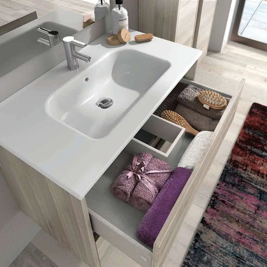 Samoa 76 inches wall mounted Bathroom Vanity 4 drawers, 1 door. Matte double sink console