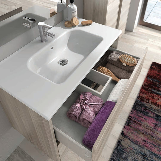 Samoa 32 inches modern standing bathroom vanity 3 Drawers with ceramic sink console Roca Group