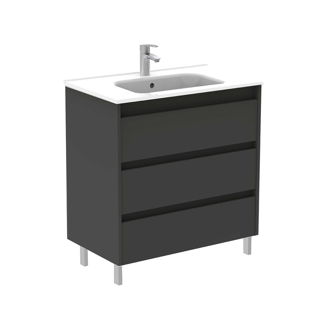 Samoa 32 inches modern standing bathroom vanity 3 Drawers with ceramic sink console Roca Group