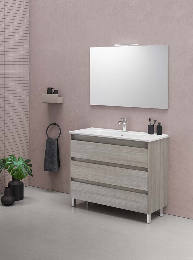 Samoa 32 inches modern standing bathroom vanity 3 Drawers with ceramic sink console Roca Group