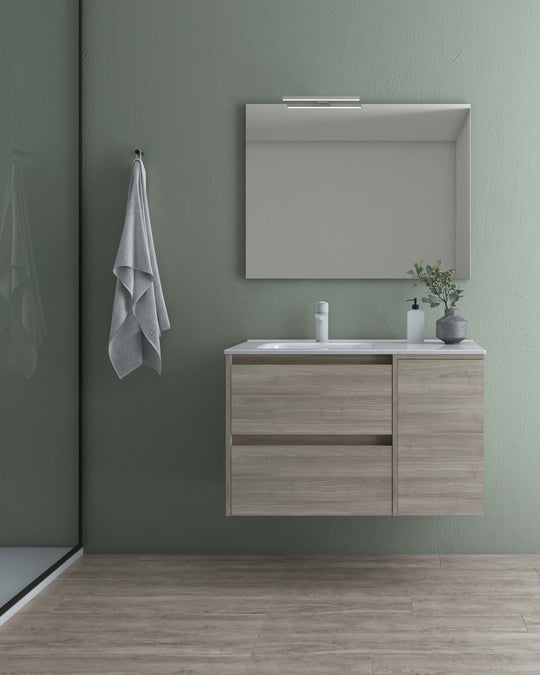 Samoa 36 inches wall mounted Bathroom Vanity 2 drawers, 1 door. Ceramic sink console Roca Group