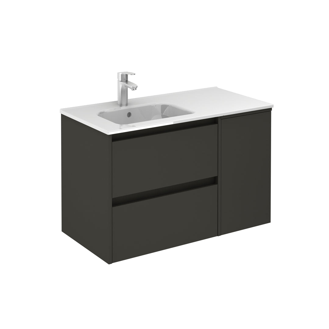 Samoa 36 inches wall mounted Bathroom Vanity 2 drawers, 1 door. Ceramic sink console Roca Group