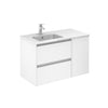 Samoa 36 inches wall mounted Bathroom Vanity 2 drawers, 1 door. Ceramic sink console Roca Group