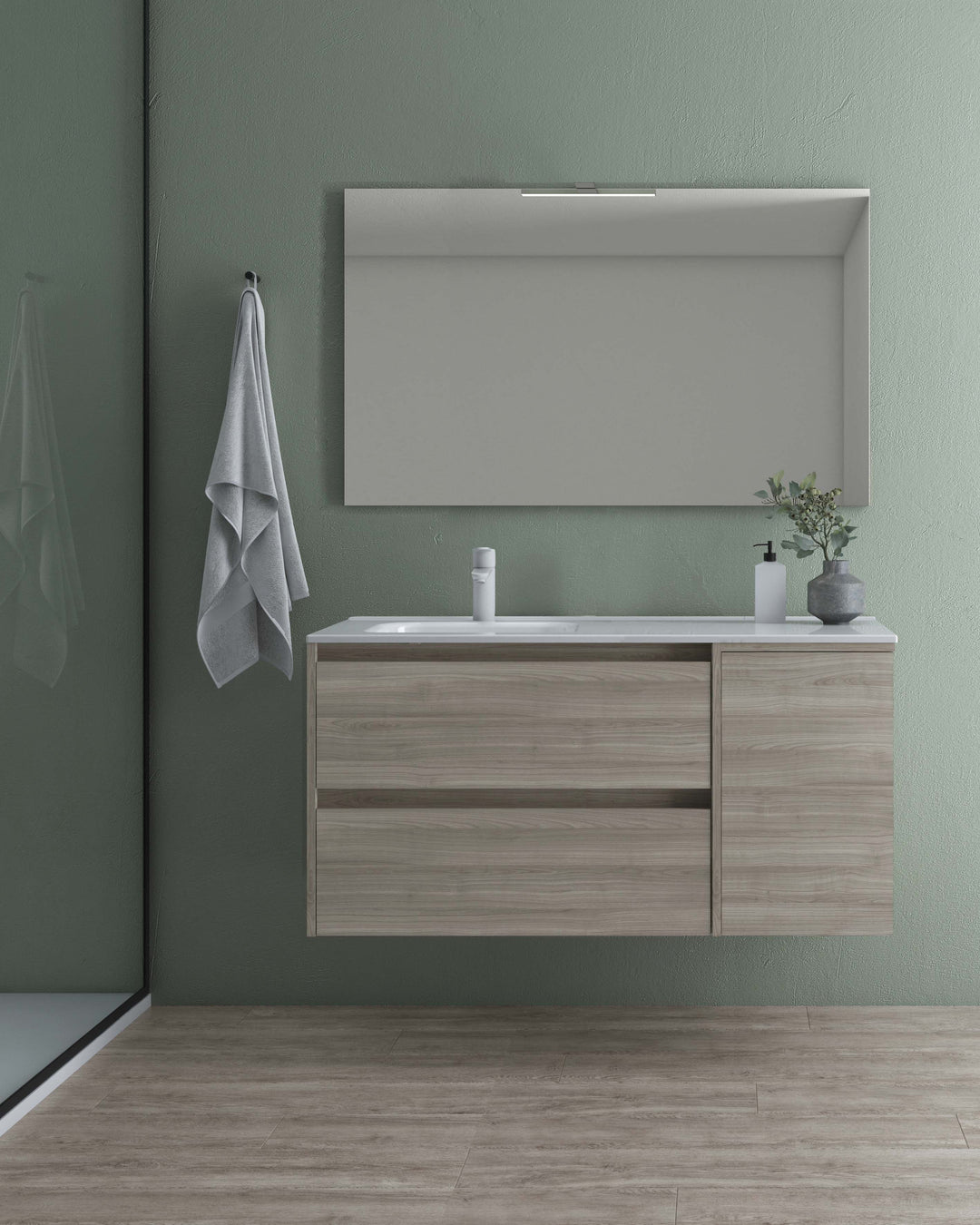 Samoa 40 inches wall mounted Bathroom Vanity 2 drawers with ceramic sink console Roca Group