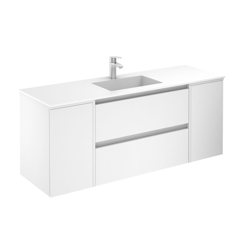 Samoa 56 inches Floating Bathroom Vanity with sink console, 2 drawers, 2 doors. Contemporary vanities.