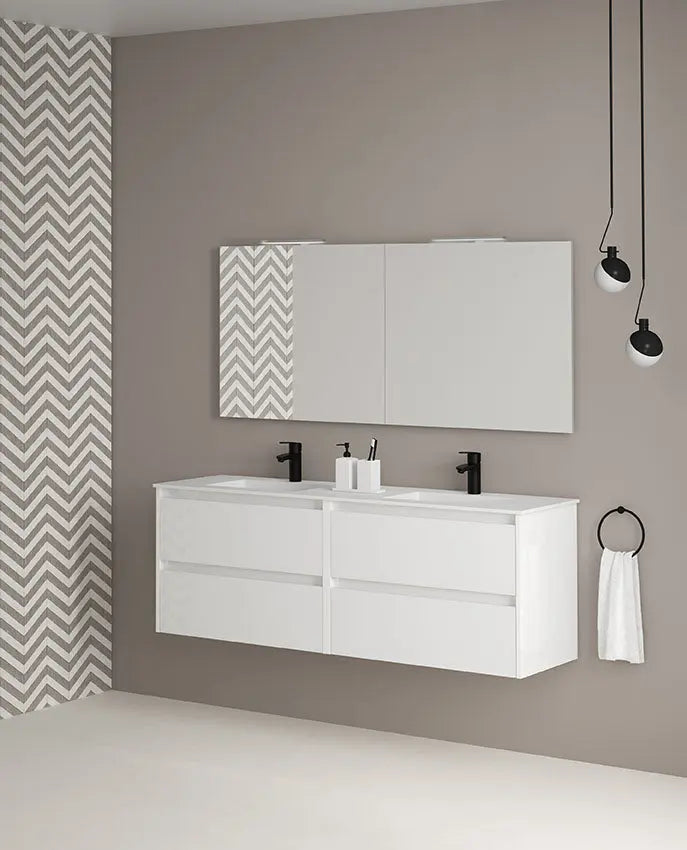 Samoa 64 inches wall mounted Bathroom Vanity 4 drawers with matte double sink console Roca Group