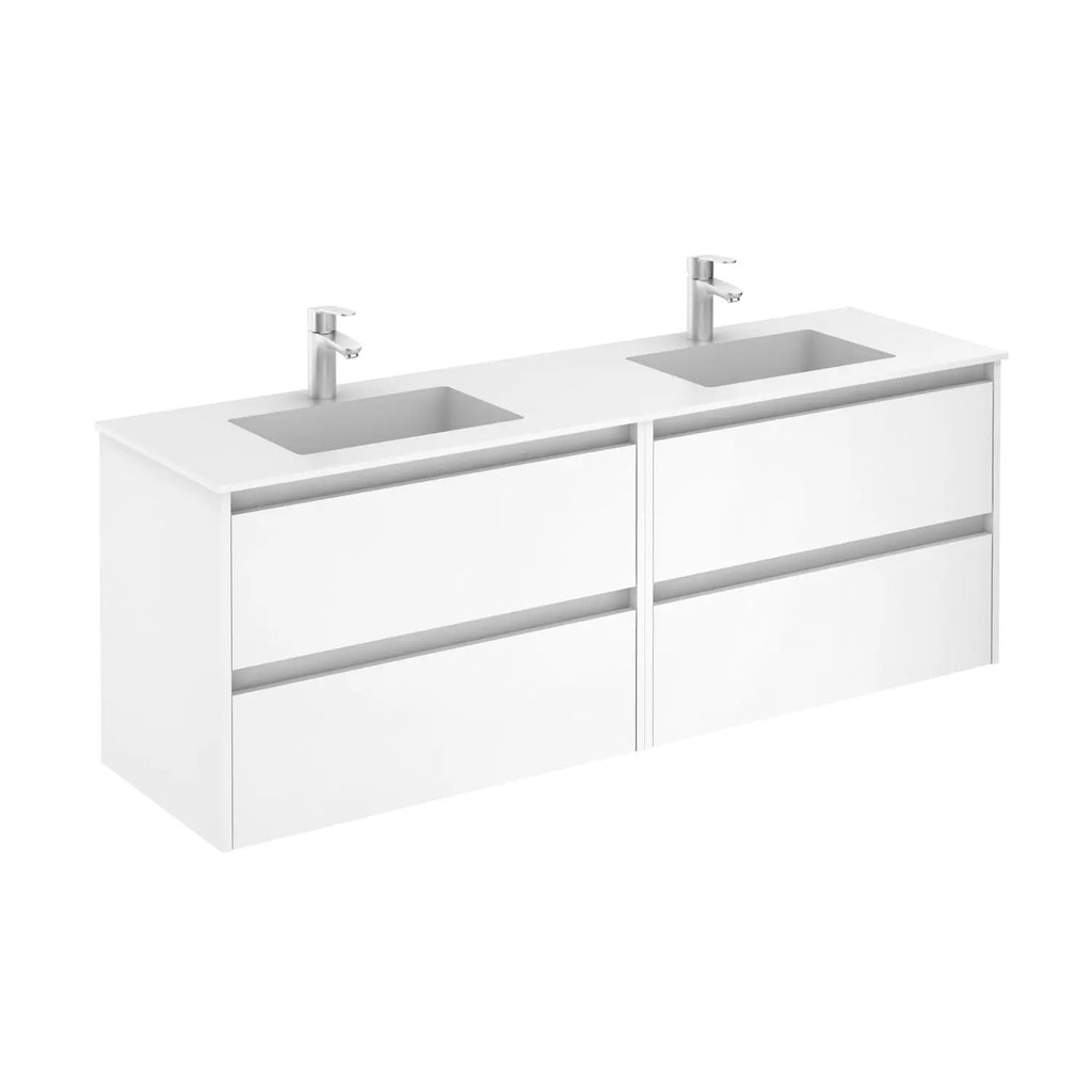 Samoa 64 inches bathroom vanity. White glossy vanity