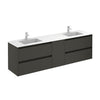 Samoa 76 inches wall mounted Bathroom Vanity 4 drawers, 1 door. Matte double sink console
