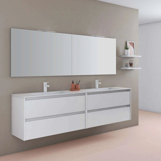 Samoa 80 inches bathroom vanity. White glossy