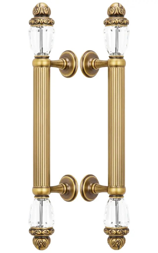 Seine Door pull handles set with Swarovski crystals. Luxury shower door handles.