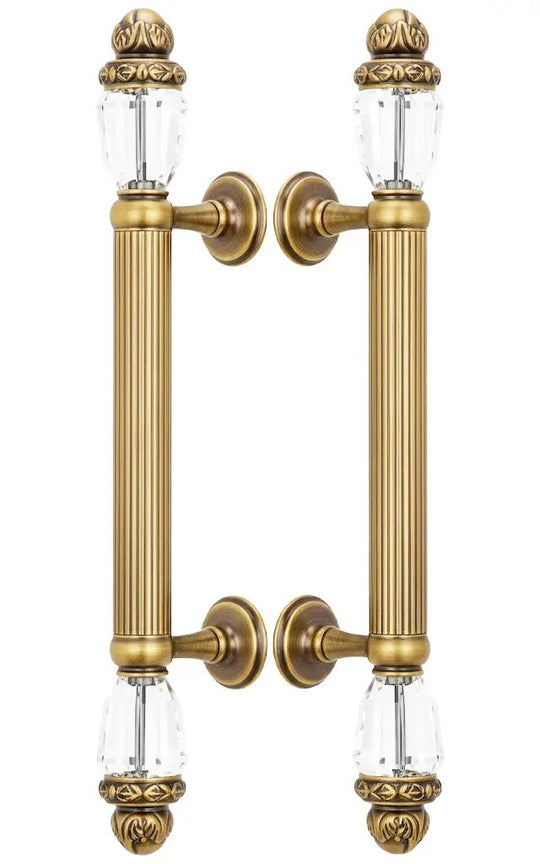 Seine Door pull handles set with Swarovski crystals. Luxury shower door handles.