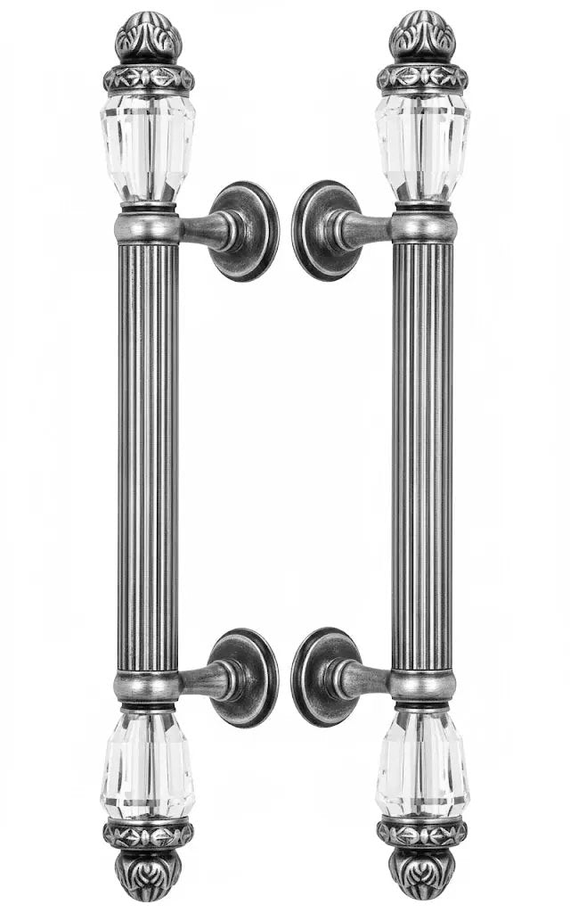 Seine Door pull handles set with Swarovski crystals. Luxury shower door handles.