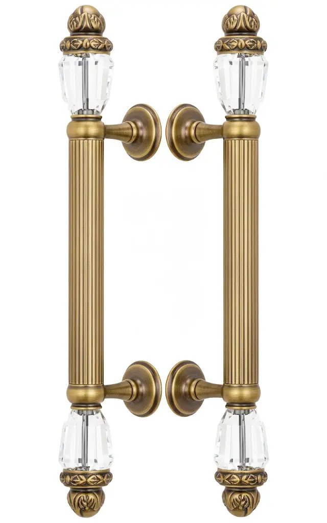 Seine Door pull handles set with Swarovski crystals. Luxury shower door handles.