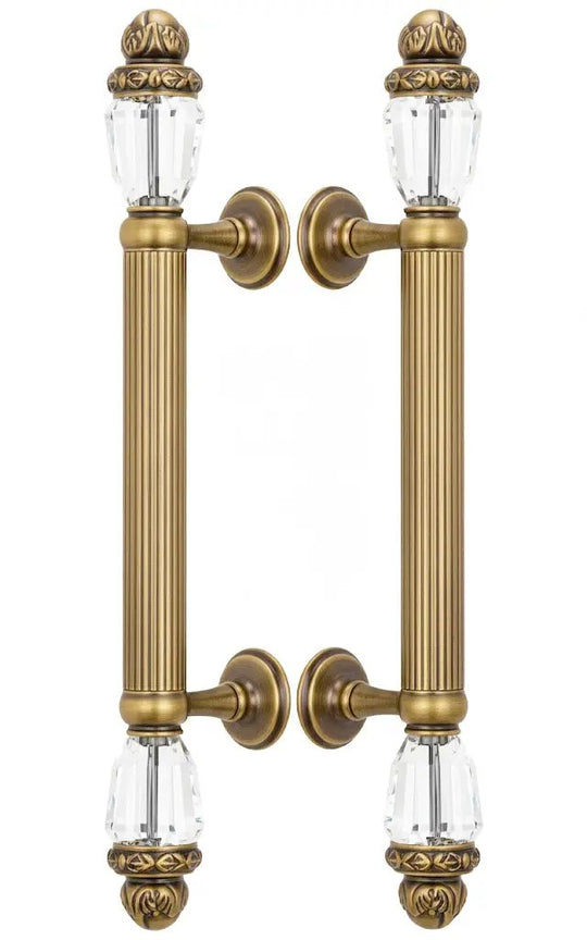 Seine Door pull handles set with Swarovski crystals. Luxury shower door handles.