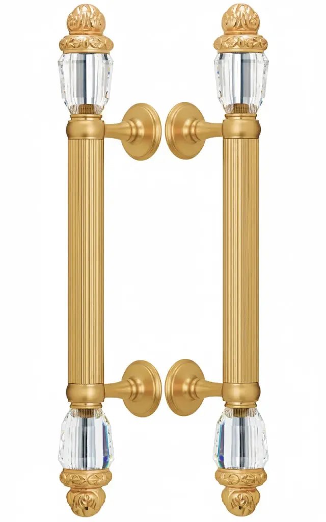 Seine Door pull handles set with Swarovski crystals. Luxury shower door handles.