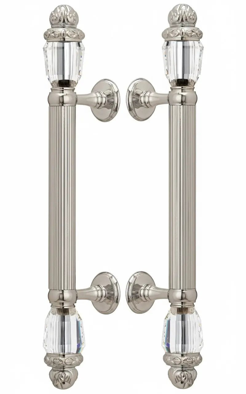 Seine Door pull handles set with Swarovski crystals. Luxury shower door handles.