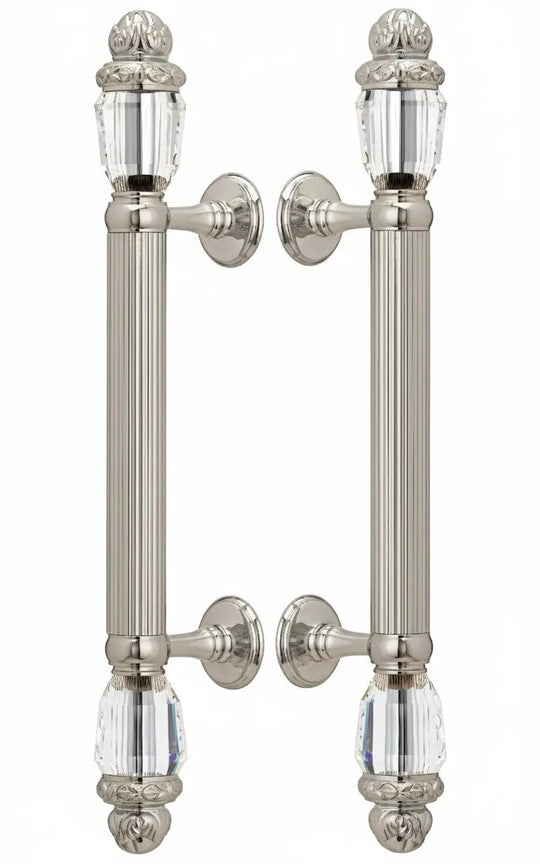 Seine Door pull handles set with Swarovski crystals. Luxury shower door handles.
