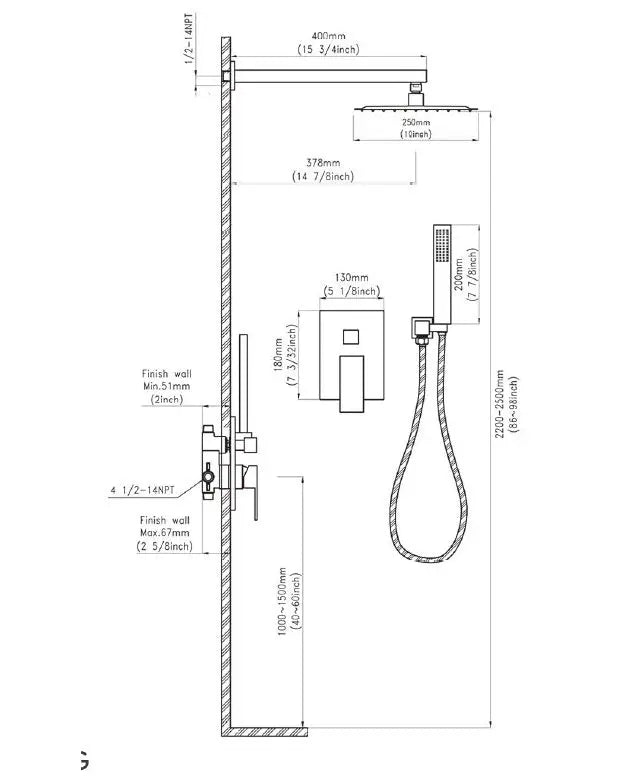 Loretta polished chrome complete shower set  .Shower System 10 Inches showerhead Secret Bath