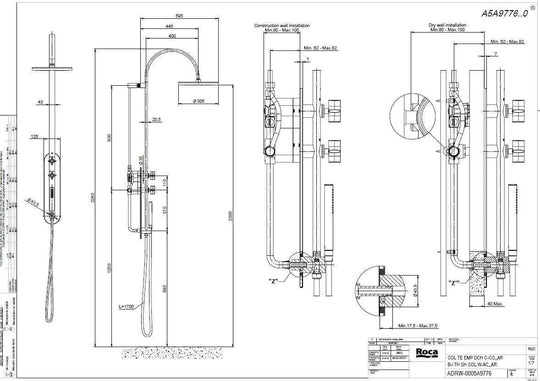 ARMANI/Roca thermostatic shower column. Armani shower system