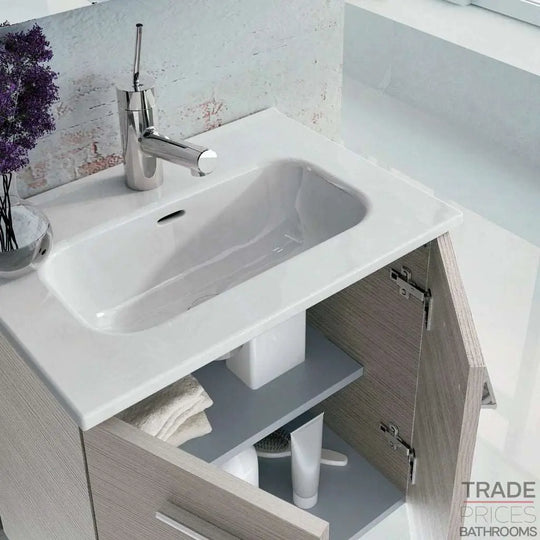 Pack Stay 20 inches floating small bathroom Vanity with sink console and mirror. Contemporary small bathroom cabinet.