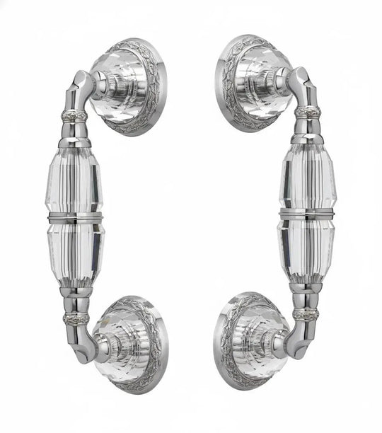 Strass Door Pull handles set with Swarovski crystals. Luxury glass door handles set.