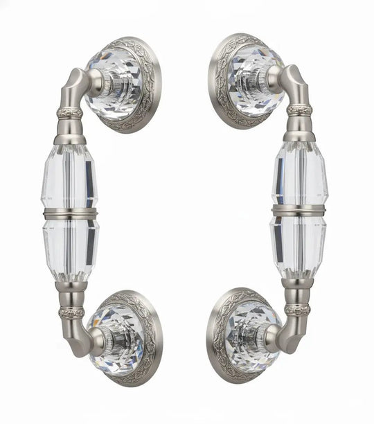 Strass Door Pull handles set with Swarovski crystals. Luxury glass door handles set.