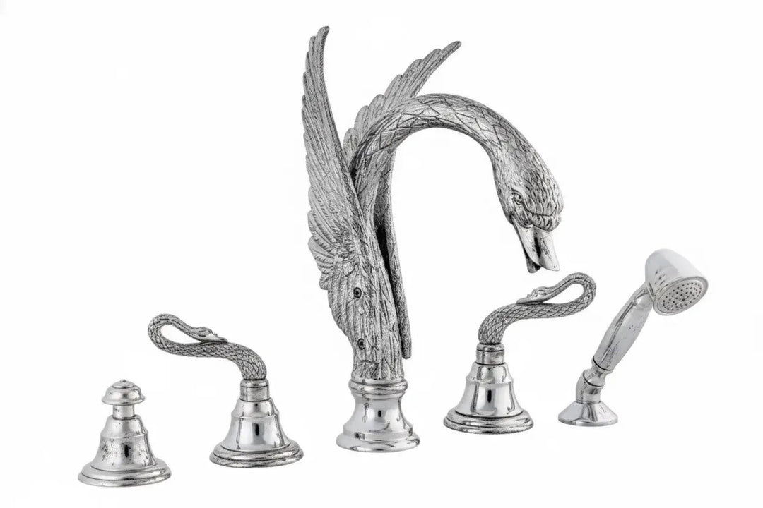 Antarctica Swan Deck mount bathtub faucet, 5 holes widespread bathtub faucet set. Luxury faucets European brand