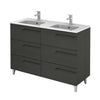 Tirare 48" Double Bathroom Vanity with drawers. Double sink console, ceramic