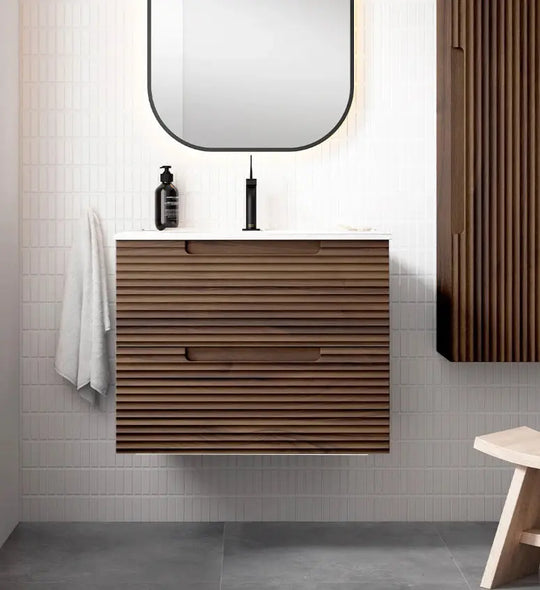 modern walnut bathroom cabinet