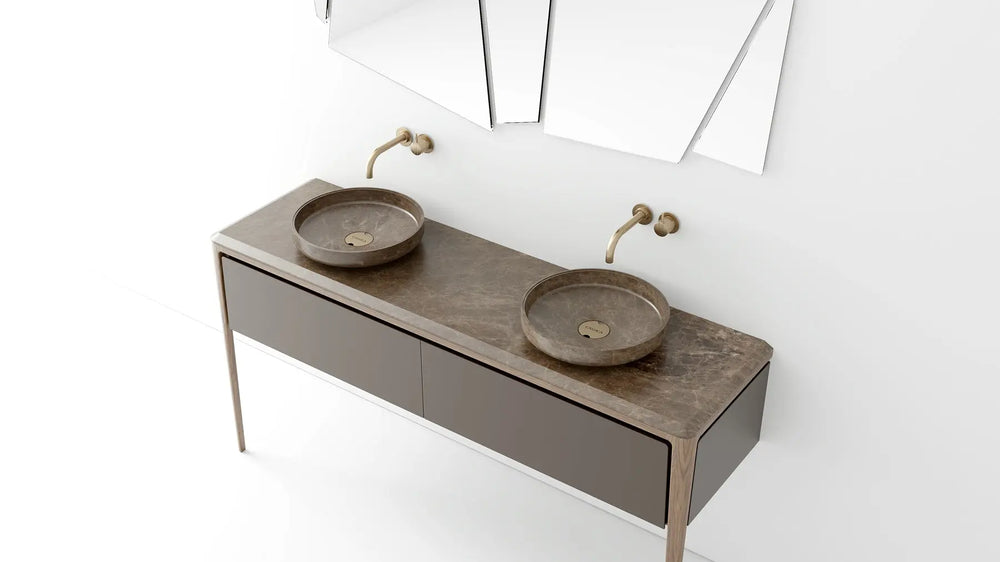 Venne 63" double sink Contemporary bathroom vanity. Elegant Brown edition Secret Bath