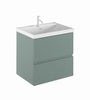 Wall mounted bathroom cabinet in matte green finish