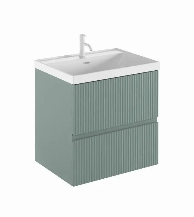 Wall mounted bathroom cabinet in matte green finish