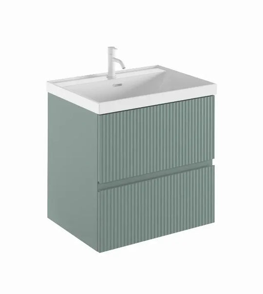Wall mounted bathroom cabinet in matte green finish