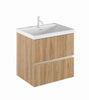 Wall mounted bathroom cabinet in natural hickory wood finish