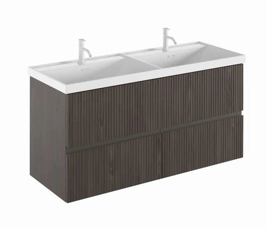 Wall mounted bathroom cabinet inwalnut nocce wood finish