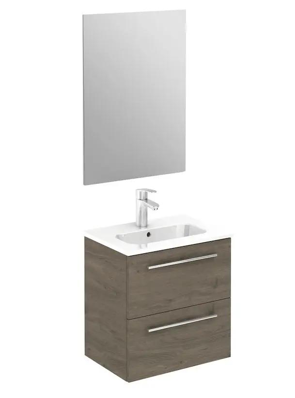 Pack Stay 20 inches wall mounted bathroom Vanity 2 drawers with ceramic sink console and mirror