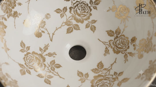 Hand Decorated Porcelain Vessel Sink | New Lys Rose Bathroom Vessel Sink