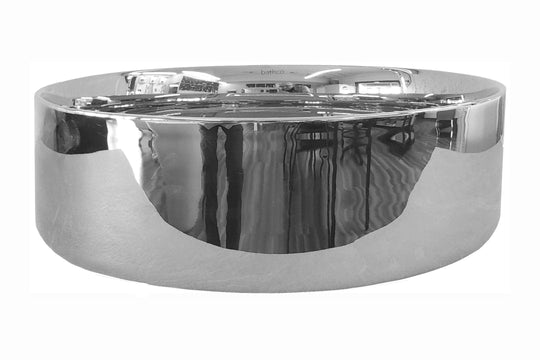 Dinan polished silver bathroom vessel sink. Shiny finish