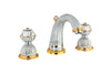 Artica  Swarovski® Chrome Gold  two handles widespread bathroom sink faucet. Luxury taps