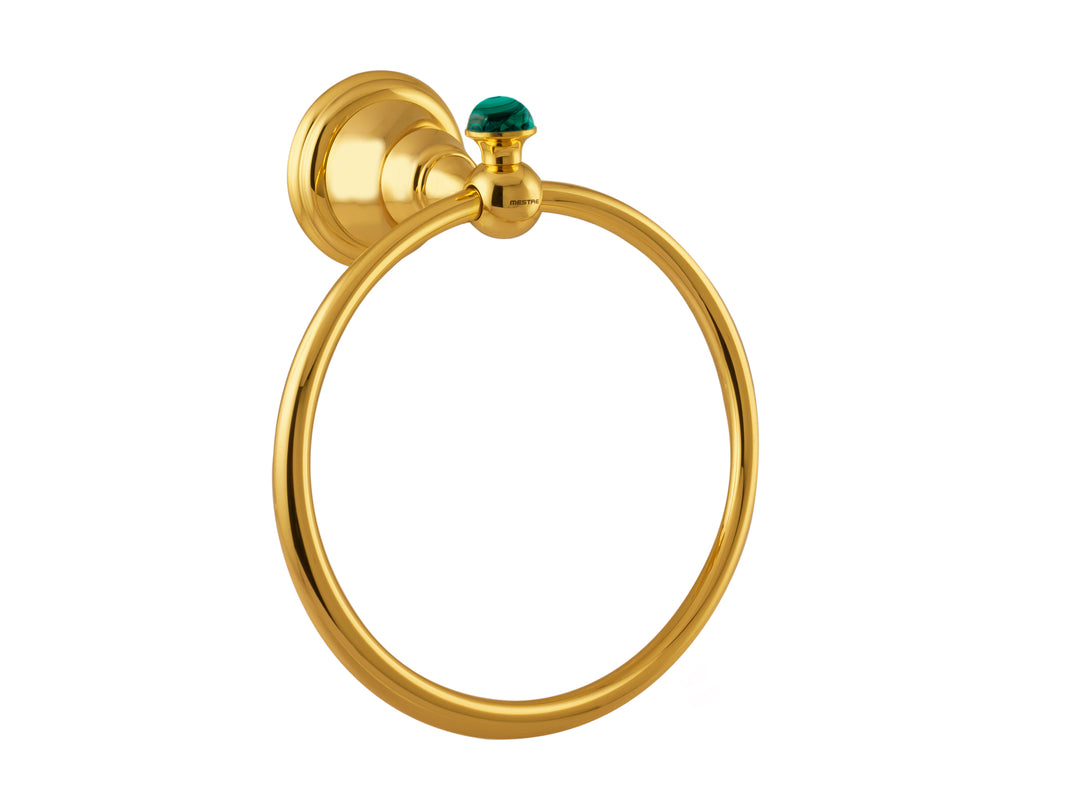 Atlantica Precious gold towel ring with Malachite stone inlaid Secret Bath