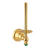 Atlantica Precious gold vertical toilet paper holder with malachite stone inlaid. Upright Secret Bath