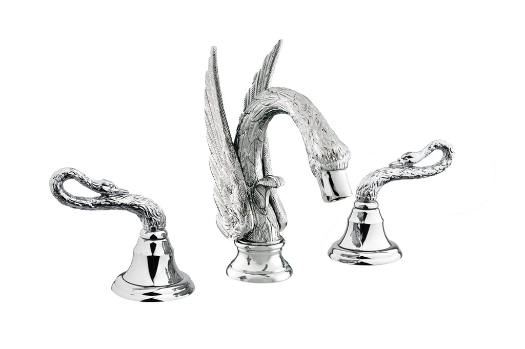 Swan polished chrome widespread bathroom sink faucet, Mestre faucets, luxury taps