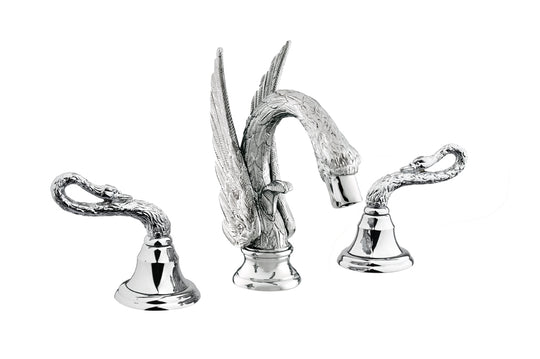 Swan polished chrome widespread bathroom sink faucet, Mestre faucets, luxury taps