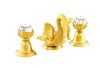 Swan widespread luxury gold bathroom sink faucet with Swarovski crystals handles