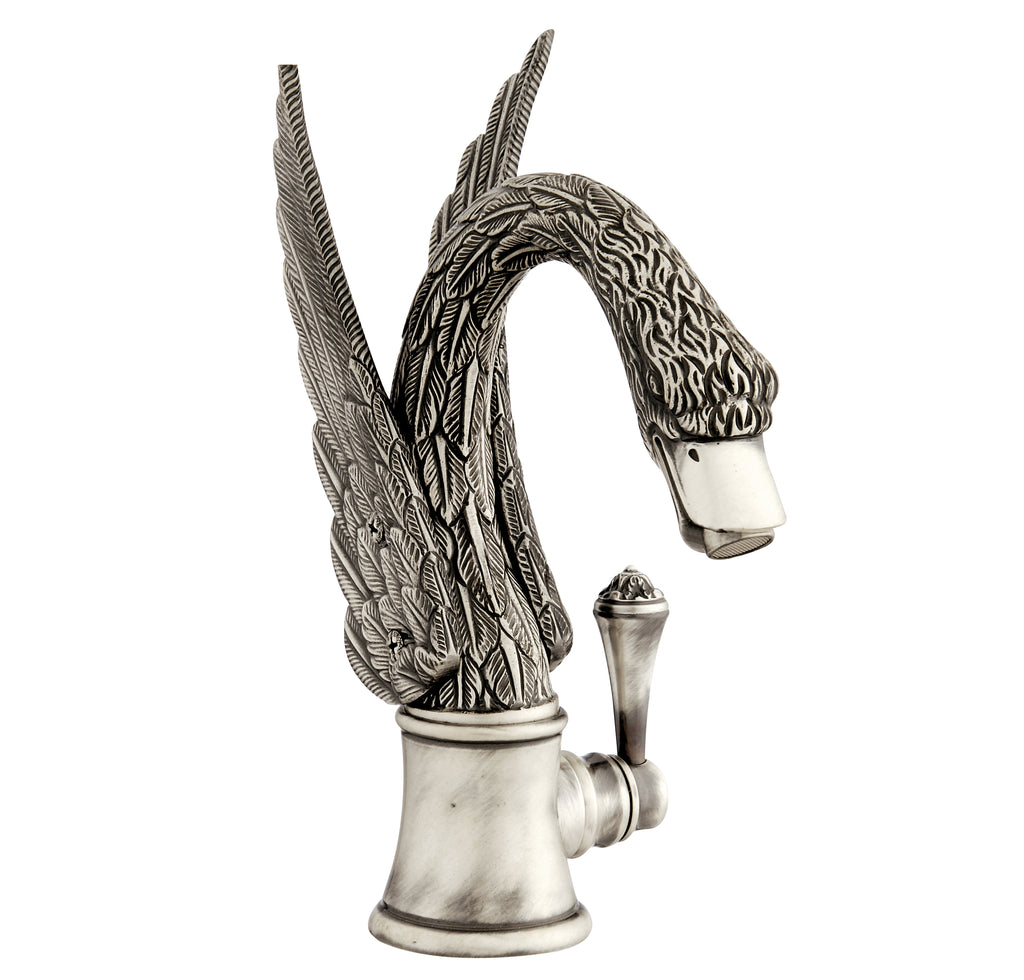 Swan antique silver single hole bathroom sink faucet, luxury taps